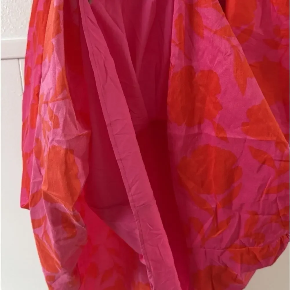 Kate Spade New York NWT Floral Jacquard Midi Dress 17 Pink Red Ruffle Waist - Picture 9 of 10